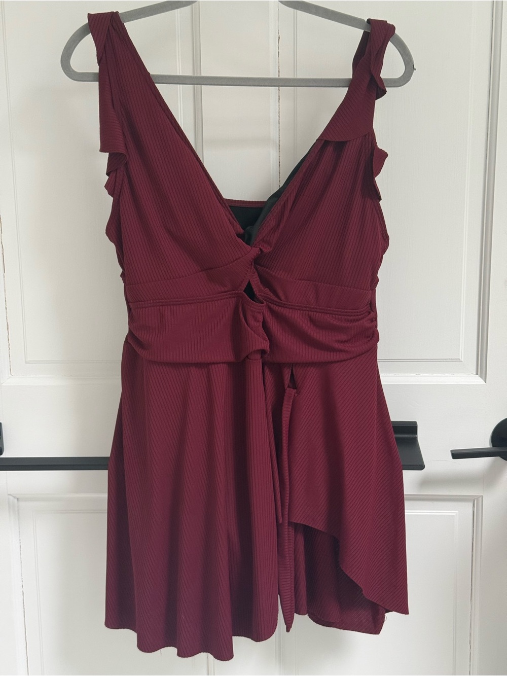 Plus Size Twist-Front One-Piece Swimdress in Plum - Picture 2 of 2
